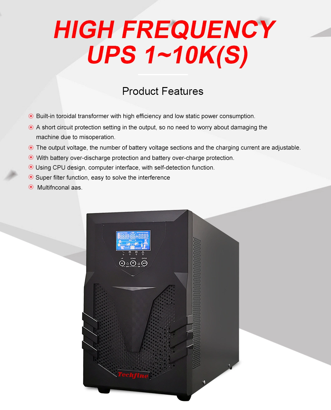 Wholesale 1kVA 1kw External 36VDC Battery Pure Sine Wave Online UPS